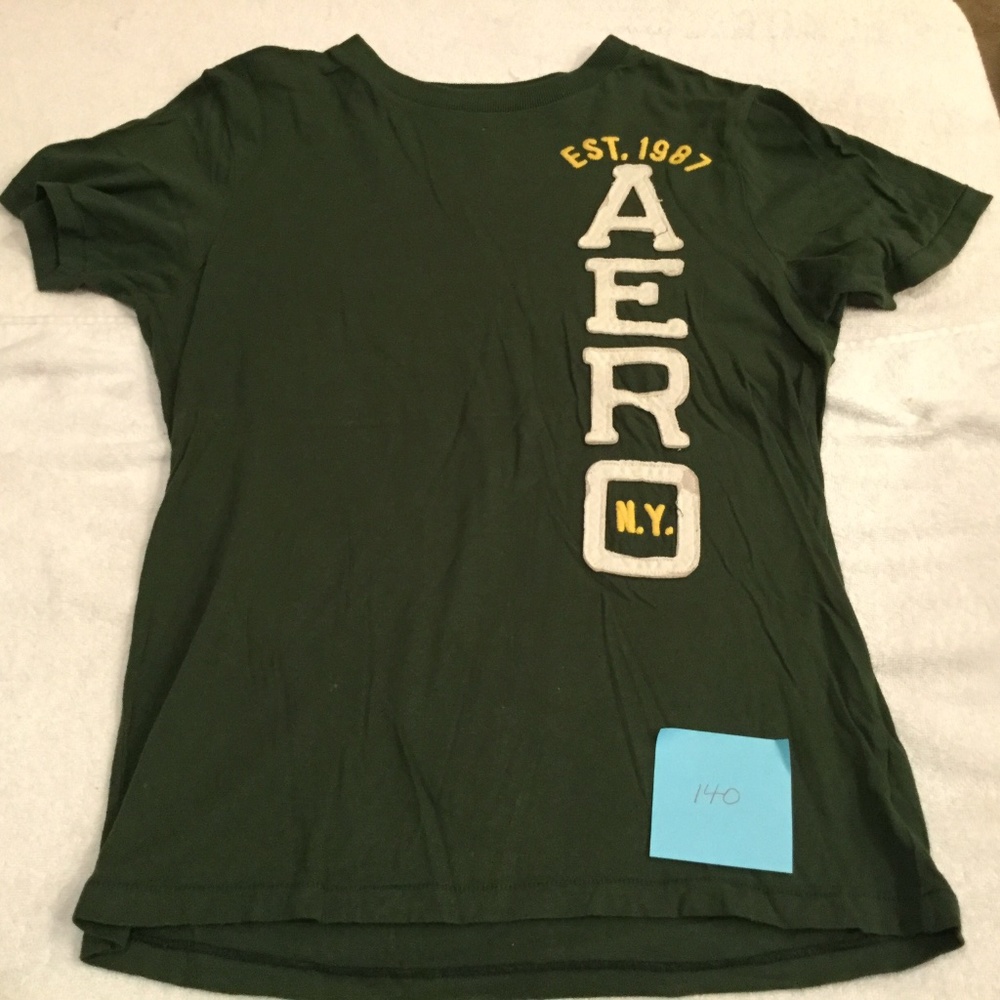 Aeropostale Olive Army Green Logo T-Shirt - Size Medium - Excellent Condition